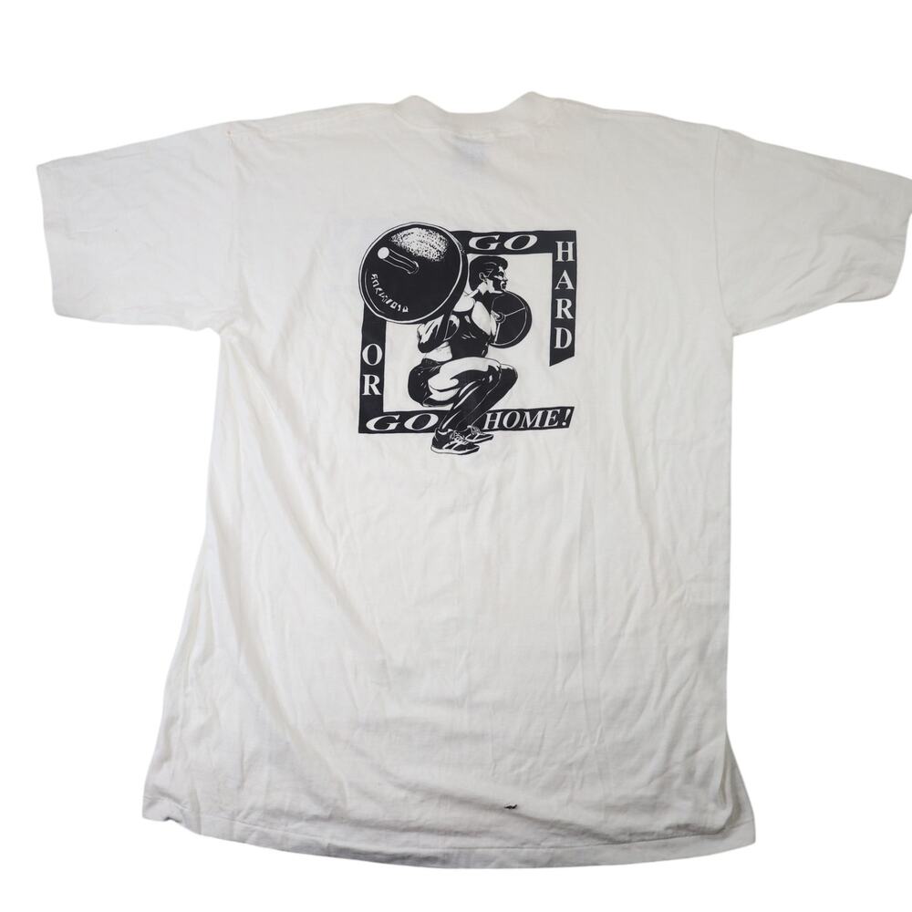 Vintage 90s "Go Hard or Go Home" Graphic Body Building T Shirt